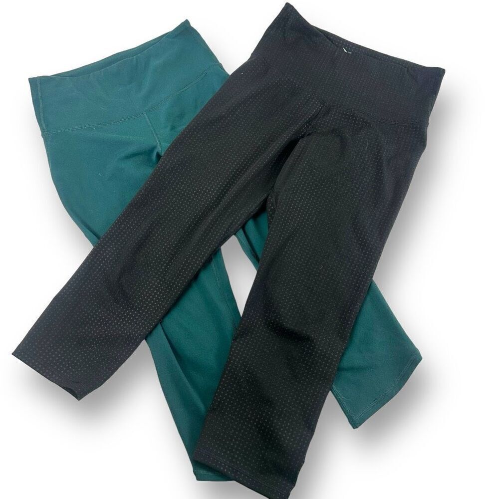Old Navy Active Women's M Cropped‎ Athletic Go Dry Legging Bunde Teal Black Dots
